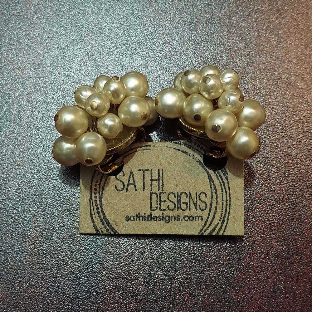 Sathi Designs Gold Tone Faux Pearl Earrings (New)
